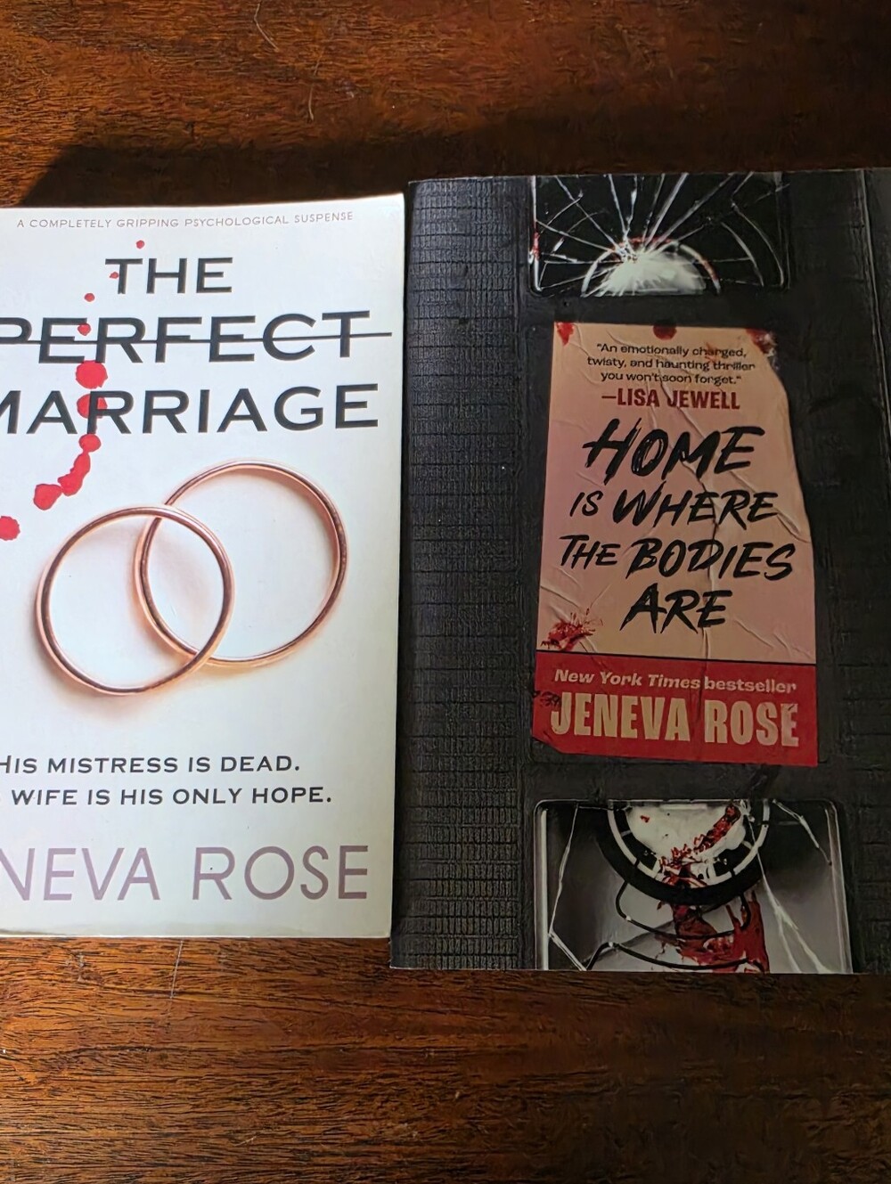 Lot of 2 Jeneva Rose Paperback Thriller Books The Perfect Marriage Home is Where